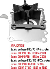 Soxa Marine 17400-87E00 Outboard Water Pump Impeller Repair Service Kit for Suzuki 60 70 90 100 HP DF60 DF70 DT90 DT100 Boat Motor Engine Replacement Sierra Marine 18-3254 17400-87E01 17400-87E02