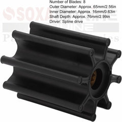 Water Pump Impeller 17018-0001 for Jabsco Flexible Impeller Pumps 23340-1101 29700-1101