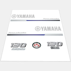 Yamaha Marine 130 HP Outboards Motor Top Cowl Cove Decal Sticker Kit