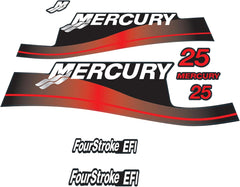 Mercury Marine 25 HP Outboards Motor Top Cowl Cove Decal Sticker Set