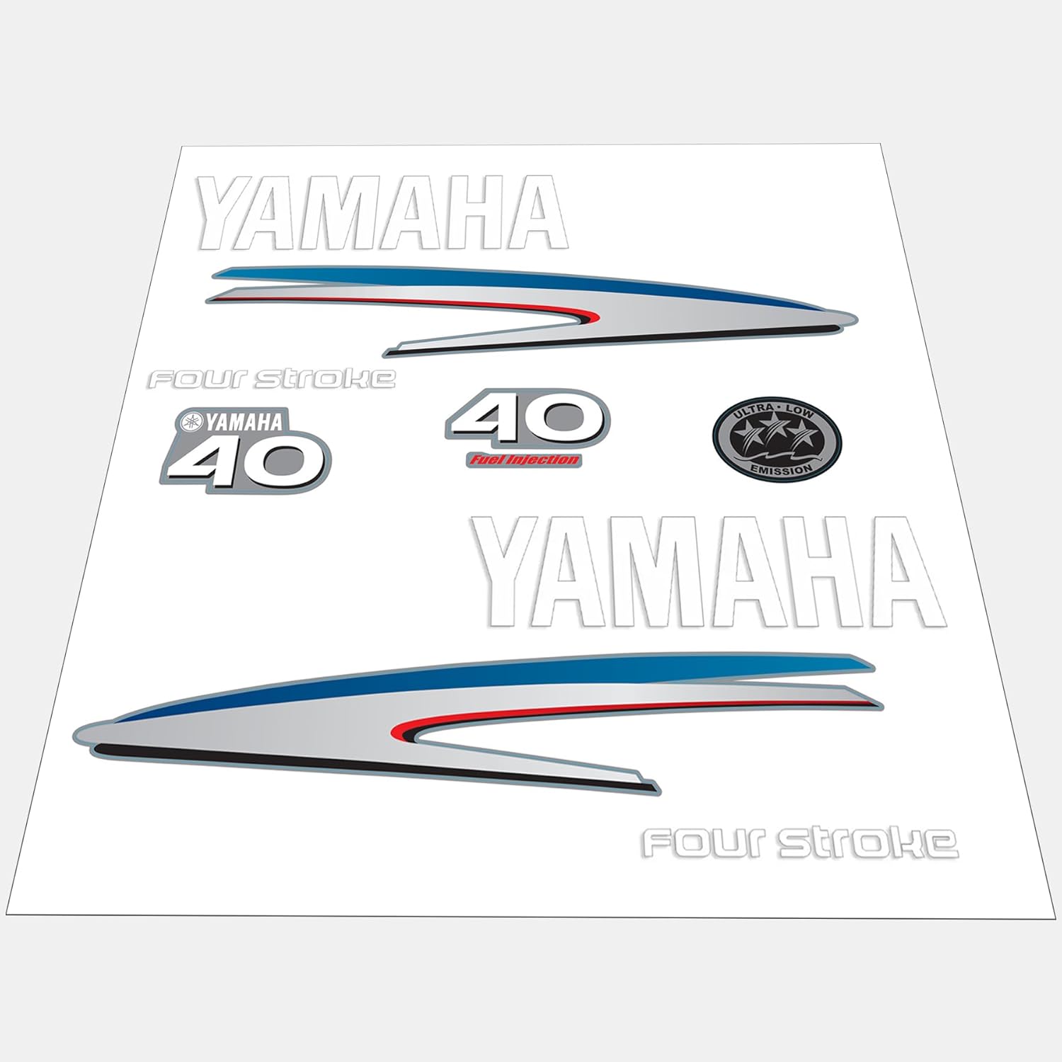 Yamaha Marine 40 HP Outboards Motor Top Cowl Cove Decal Sticker Kit