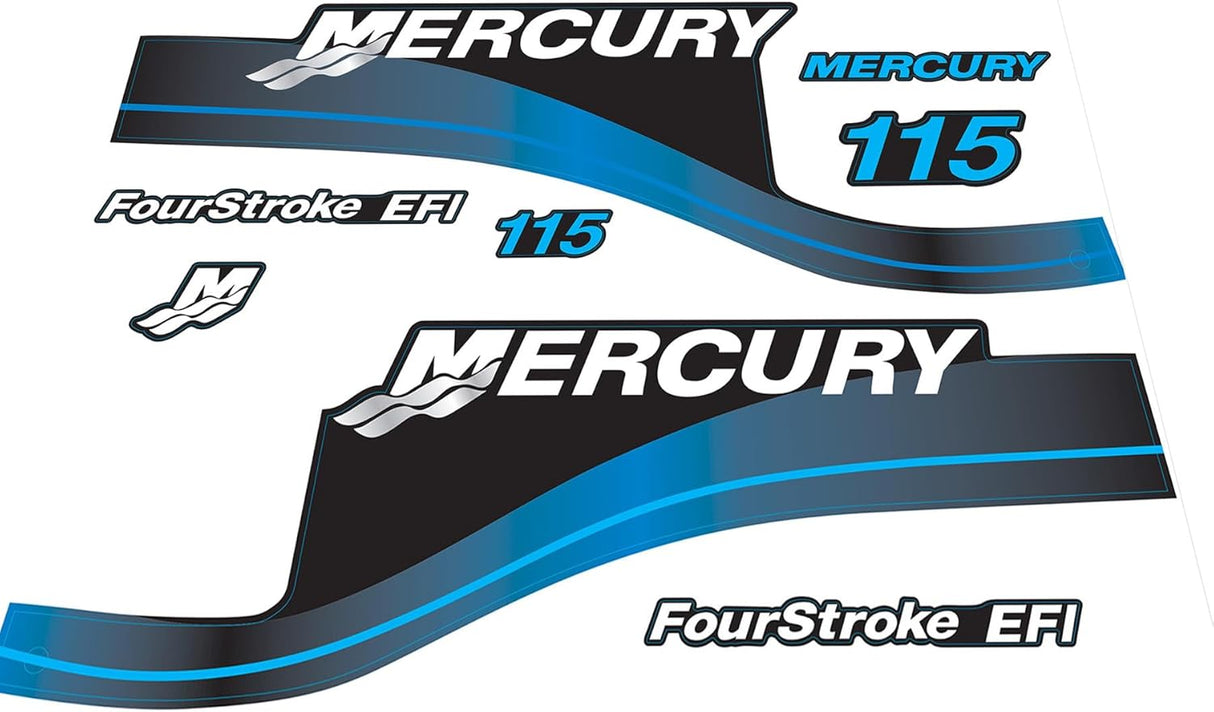 Mercury Marine 115 HP Outboards Motor Top Cowl Cove Decal Sticker Set 881649A01, 881649A05, 891814A04, 881840A05, 37 - 881649A01, 823407A00, 803165A00, 804685A00 - SOXA Marine