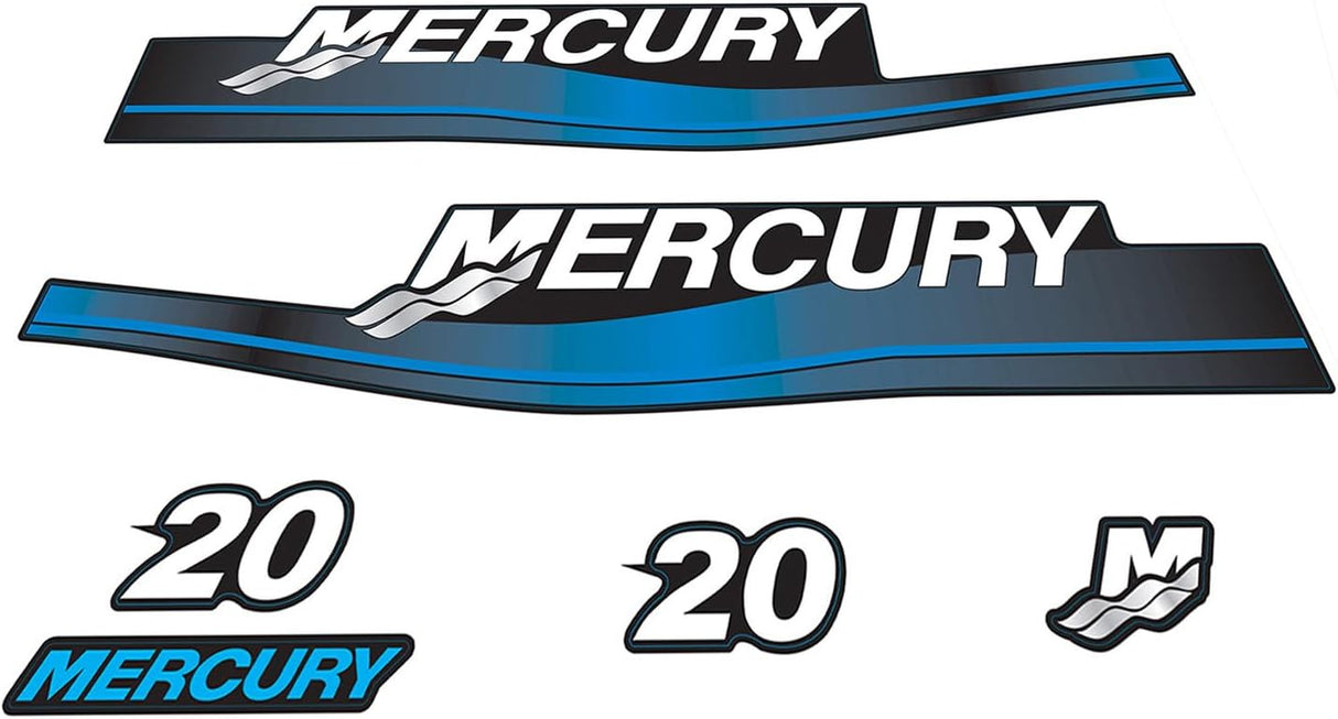 Mercury Marine 20 HP Outboards Motor Top Cowl Cove Decal Sticker Set 824091A00, 859256 - SOXA Marine
