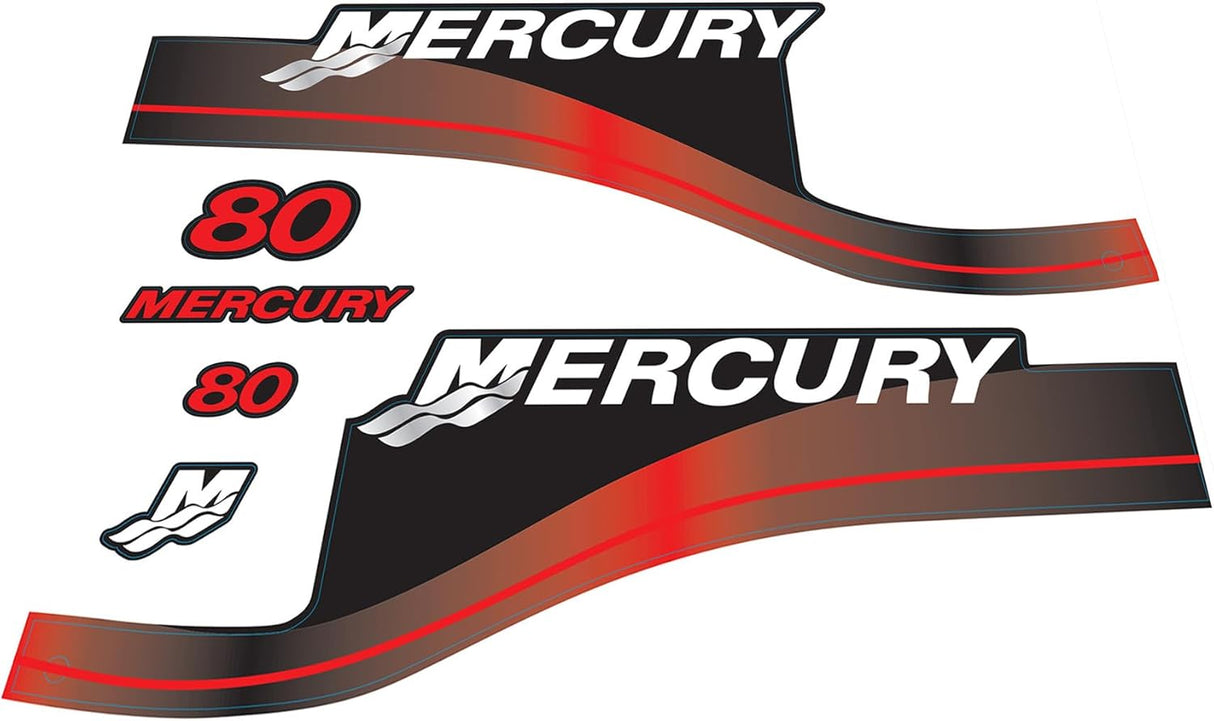Mercury Marine 80 HP Outboards Motor Top Cowl Cove Decal Sticker Set 826321A00 - SOXA Marine