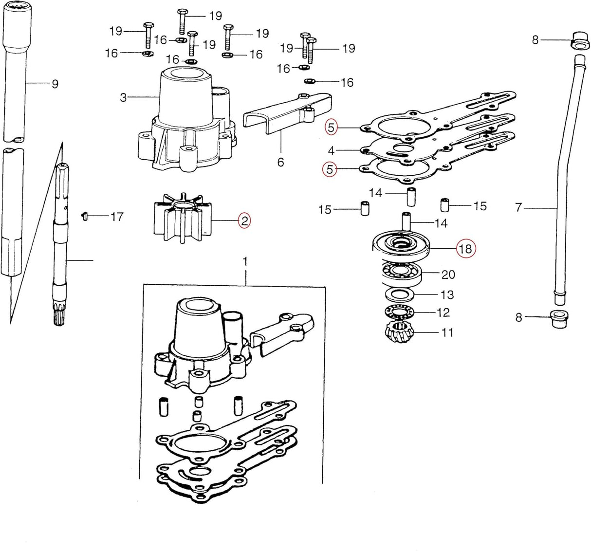 Soxa Marine 06192 - 881 - C00 Outboard Water Pump Repair Service Kit for Honda Outboard 6 7.5 8 HP BF6D BF6B BF75 BF8 BF8A Boat Motor Replacement Sierra Marine 18 - 3279 06192881C00 - SOXA Marine