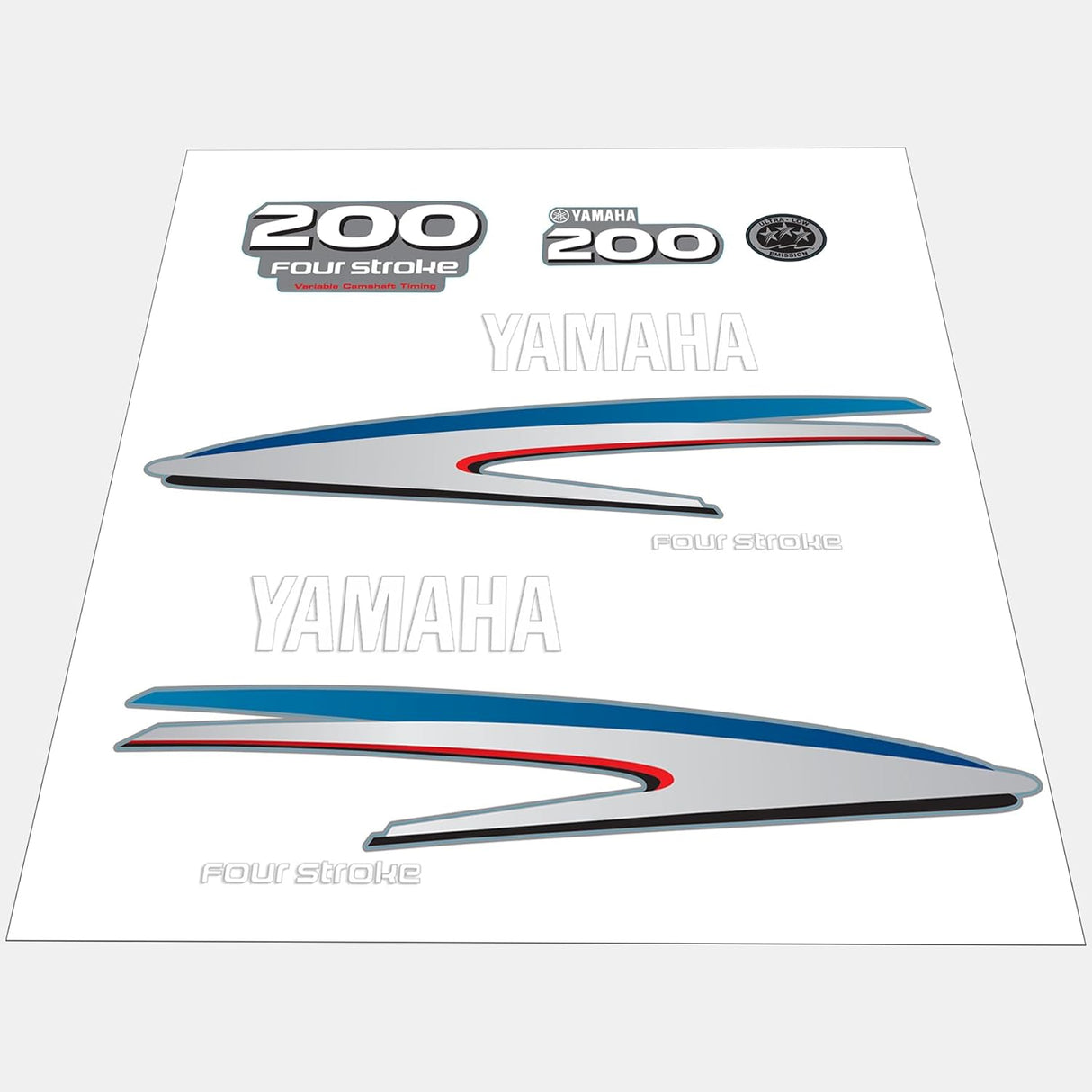 Yamaha Marine 200 HP Outboards Motor Top Cowl Cove Decal Sticker Kit - SOXA Marine