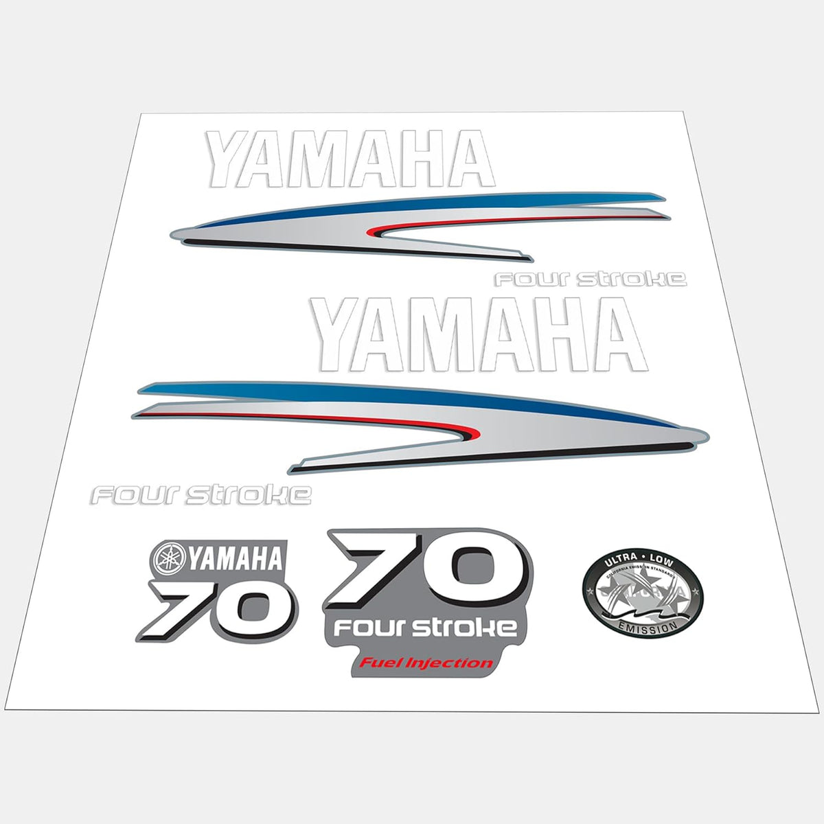 Yamaha Marine 70 HP Outboards Motor Top Cowl Cove Decal Sticker Kit - SOXA Marine