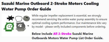 990007- Suzuki Marine 2-Stroke Outboards Motor Water Pump Kit Order Guide - SOXA Marine