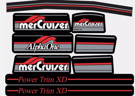 13682A90 Mercury MerCruiser Stern Drive Engine Red Decals Sticker Kit Set 37 - 13682A90 Fit Alpa One - SOXA Marine