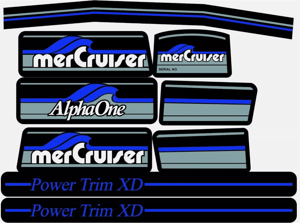 13682A90 Mercury MerCruiser Stern Drive Engine Red Decals Sticker Kit Set 37 - 13682A90 Fit Alpa One - SOXA Marine