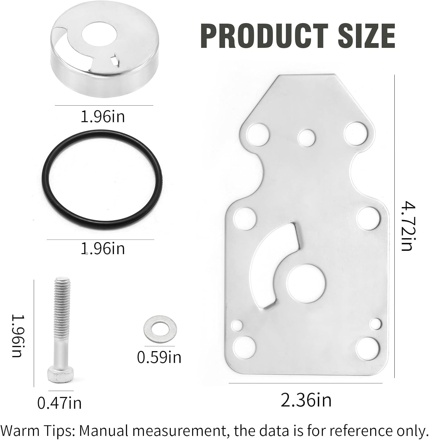 Soxa Marine 69G-W0078-01, 69G-W0078-00 Water Pump Impeller Service Kit for Yamaha Outboards 4 Stroke 8 9.9 HP Boat Motor Engine 69G-W0078-02, 69G-W0078-03