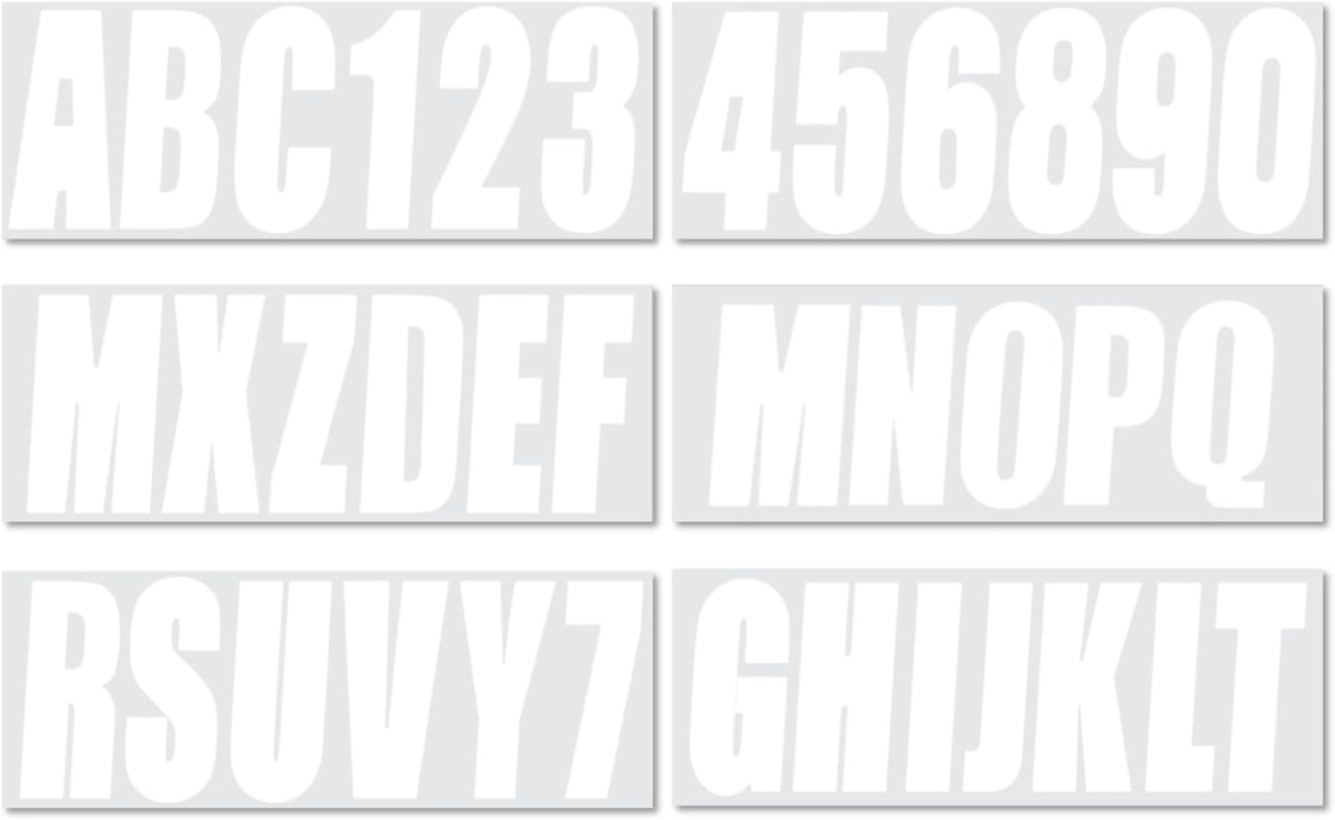 3 Inch Registration Decal Sticker kit for boats and power watercraft vehicles, includes four sets of A - Z and four sets of 0 - 9 - SOXA Marine