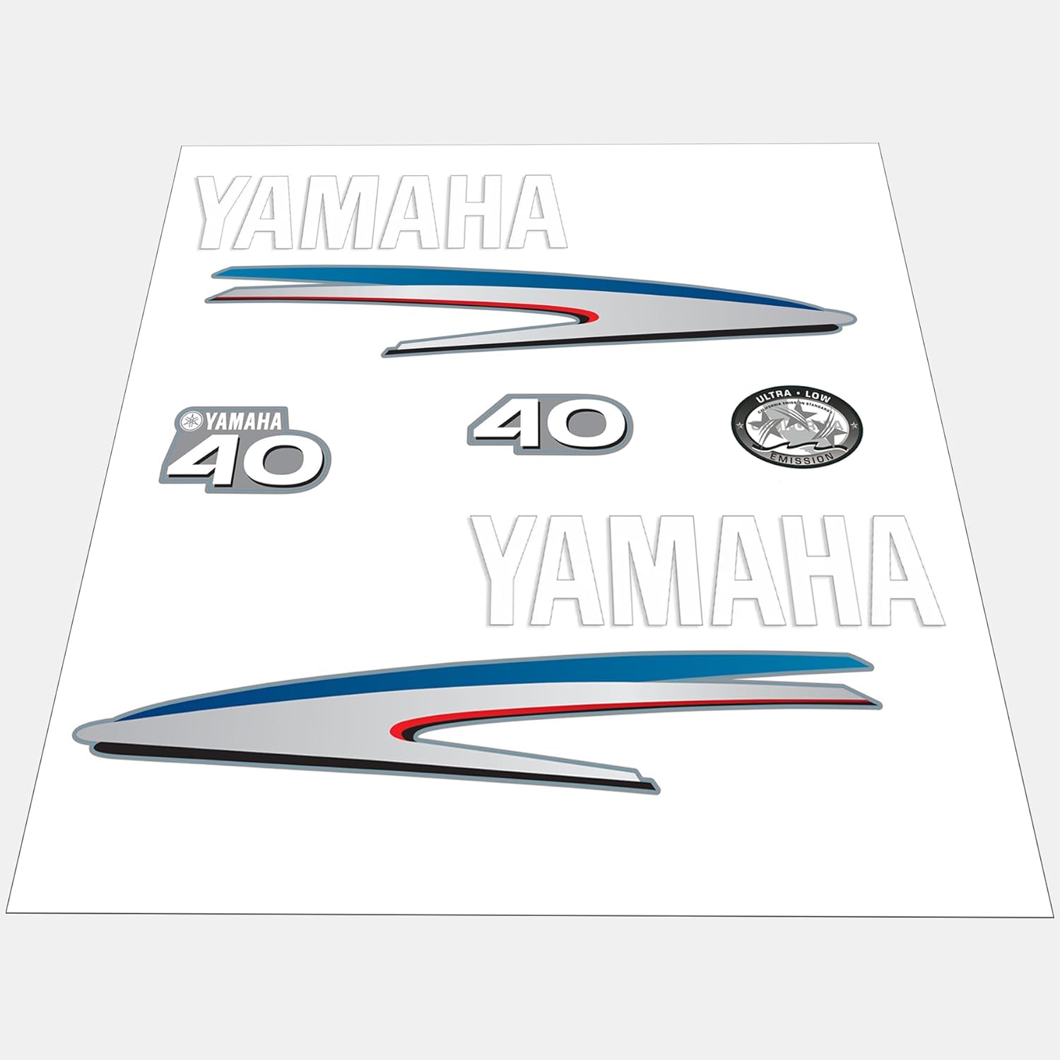 Yamaha Marine 40 HP Outboards Motor Top Cowl Cove Decal Sticker Kit