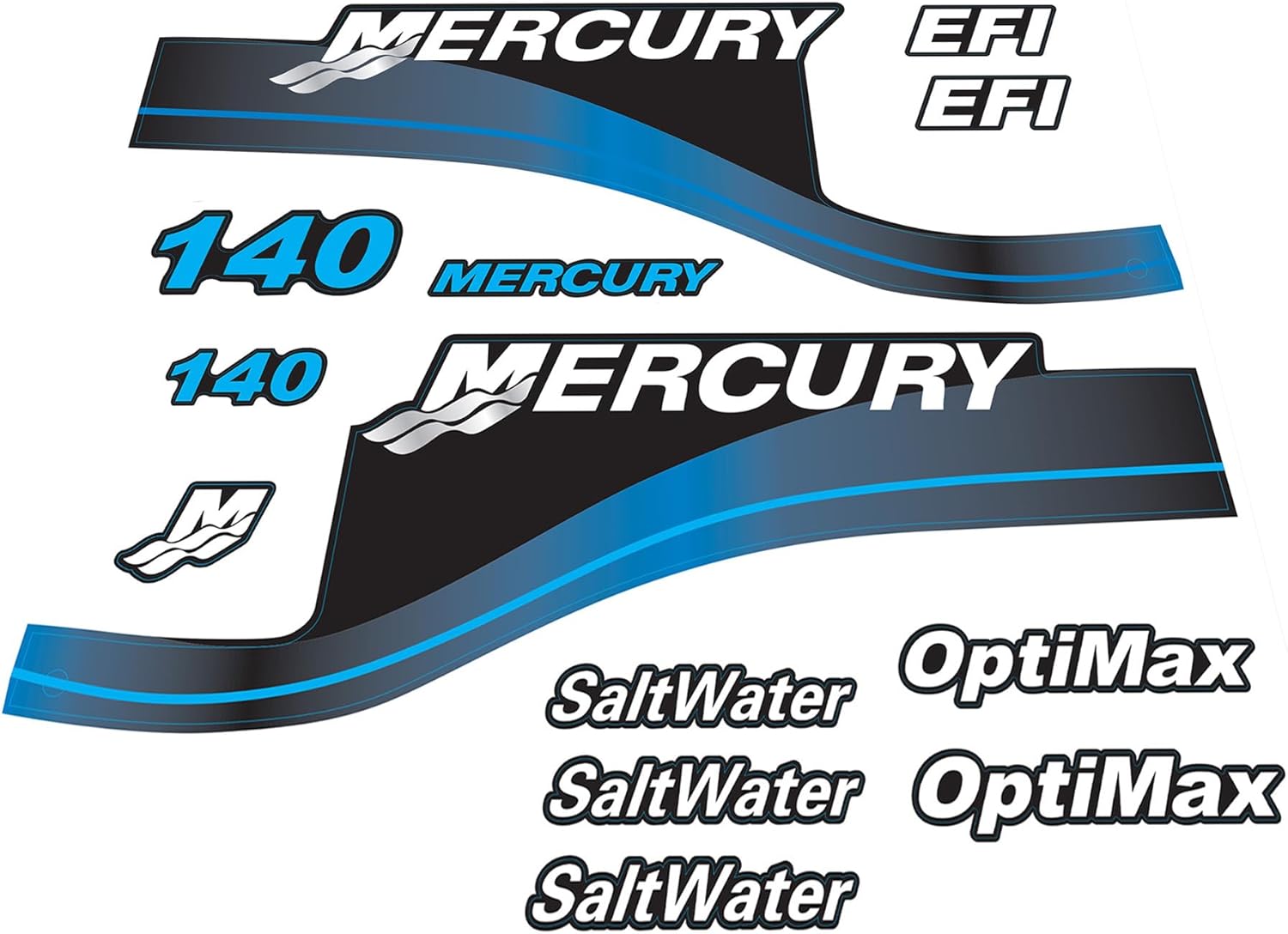 Mercury Marine 140 HP Outboards Motor Top Cowl Cove Decal Sticker 