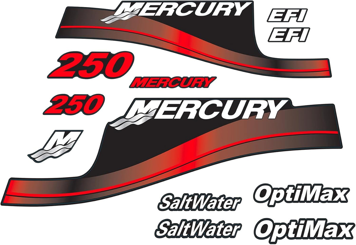 Mercury Marine 250 HP Outboards Motor Top Cowl Cove Decal Sticker Set 809167A03