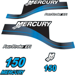 Mercury Marine 150 HP Outboards Motor Top Cowl Cove Decal Sticker Set 854294A00, 808553A00, 808552A00