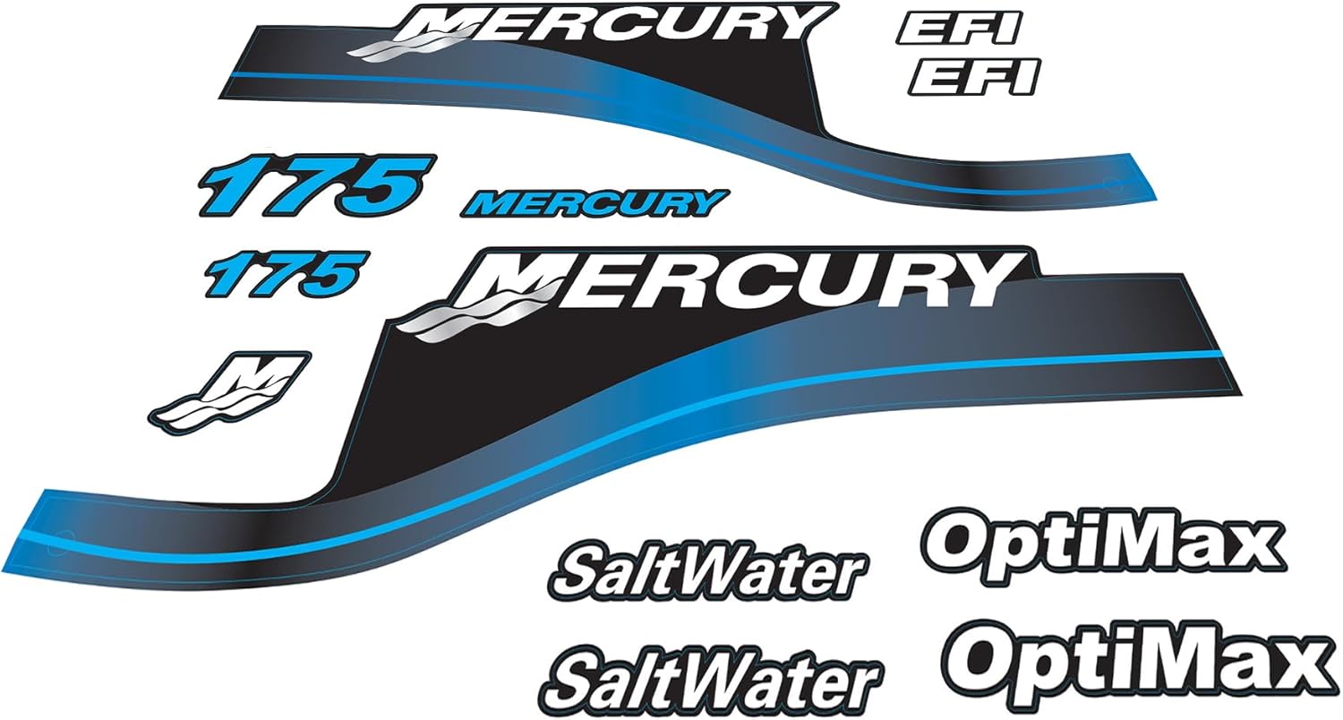 Mercury Marine 175 HP Outboards Motor Top Cowl Cove Decal Sticker Set 824911A00， 879756A04