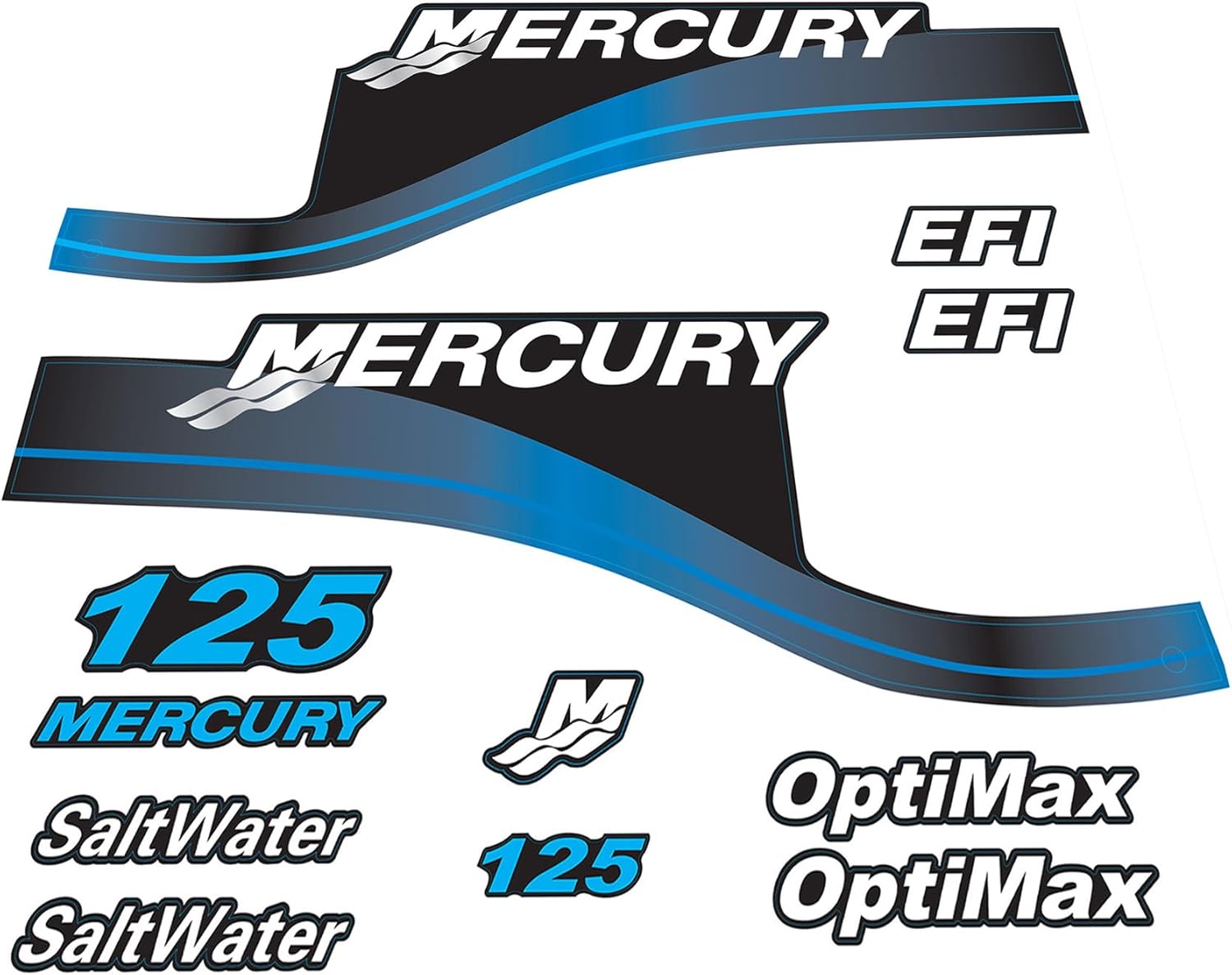 Mercury 125 hp Four Stroke EFI decal set blue