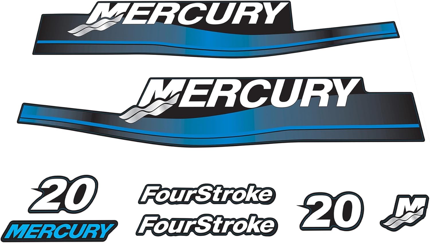 Mercury 20 hp decal Blue or Red set 824091A00