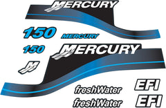 Mercury Marine 150 HP Outboards Motor Top Cowl Cove Decal Sticker Set 854294A00, 808553A00, 808552A00