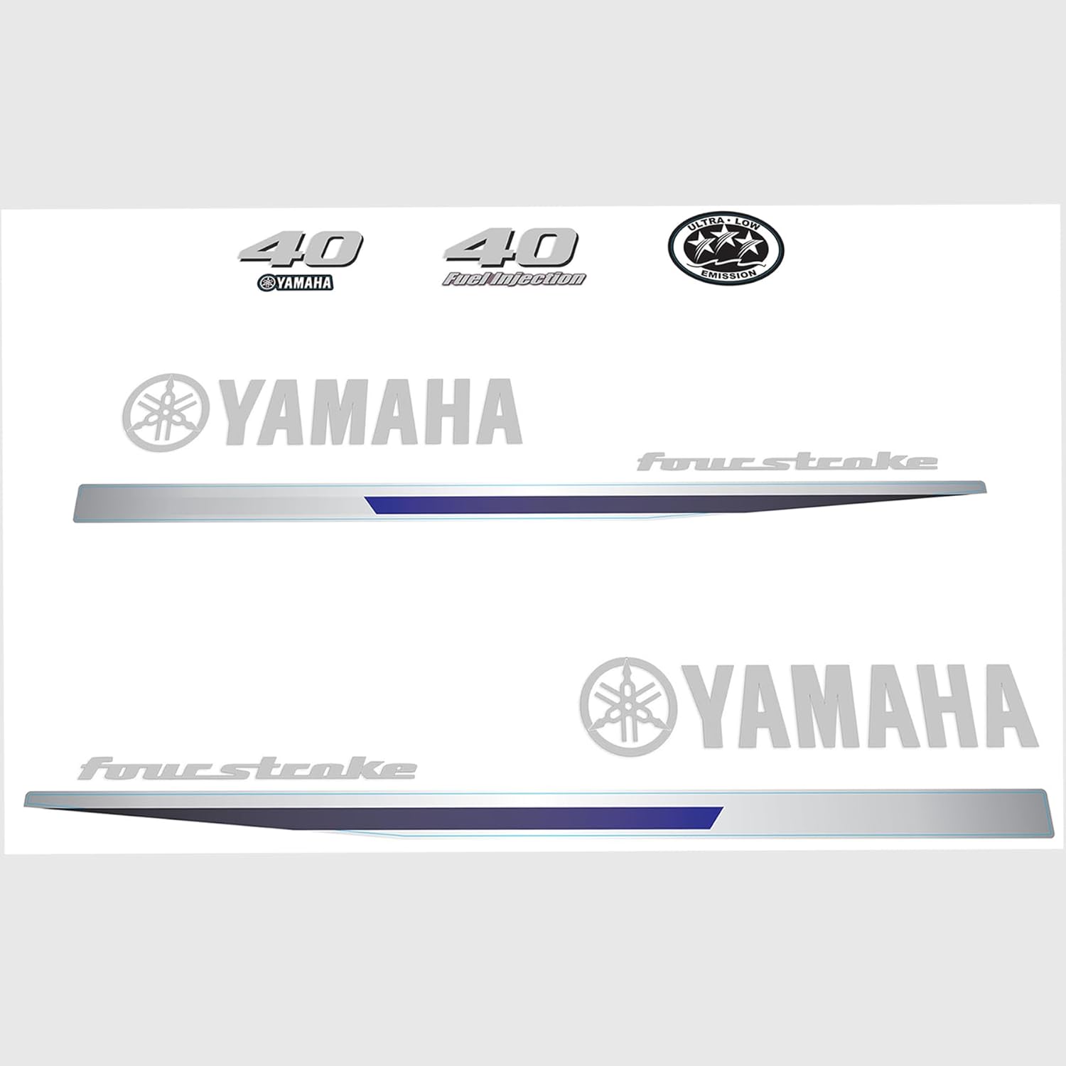 Yamaha Marine 40 HP Outboards Motor Top Cowl Cove Decal Sticker Kit