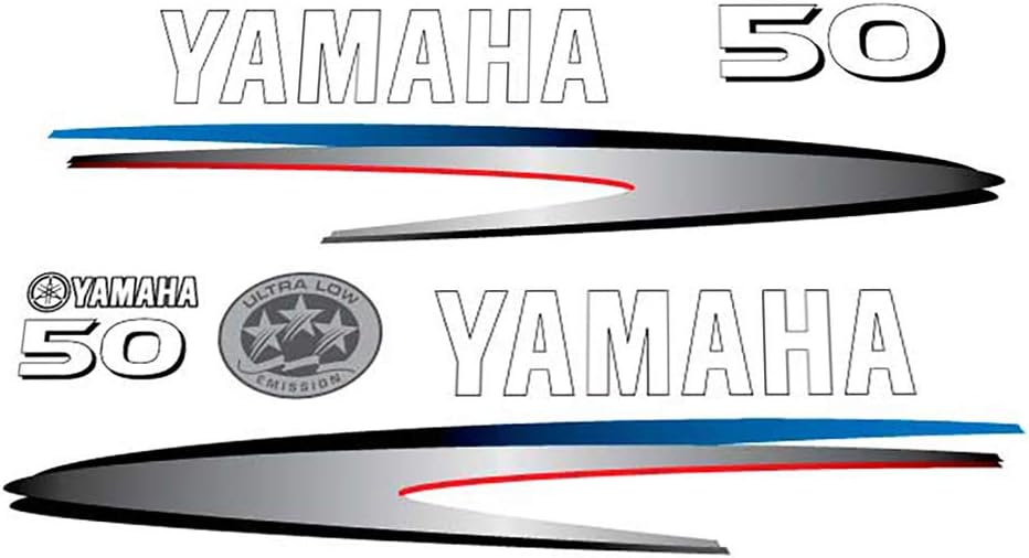 Yamaha Marine 50 HP Outboards Motor Top Cowl Cove Decal Sticker Kit