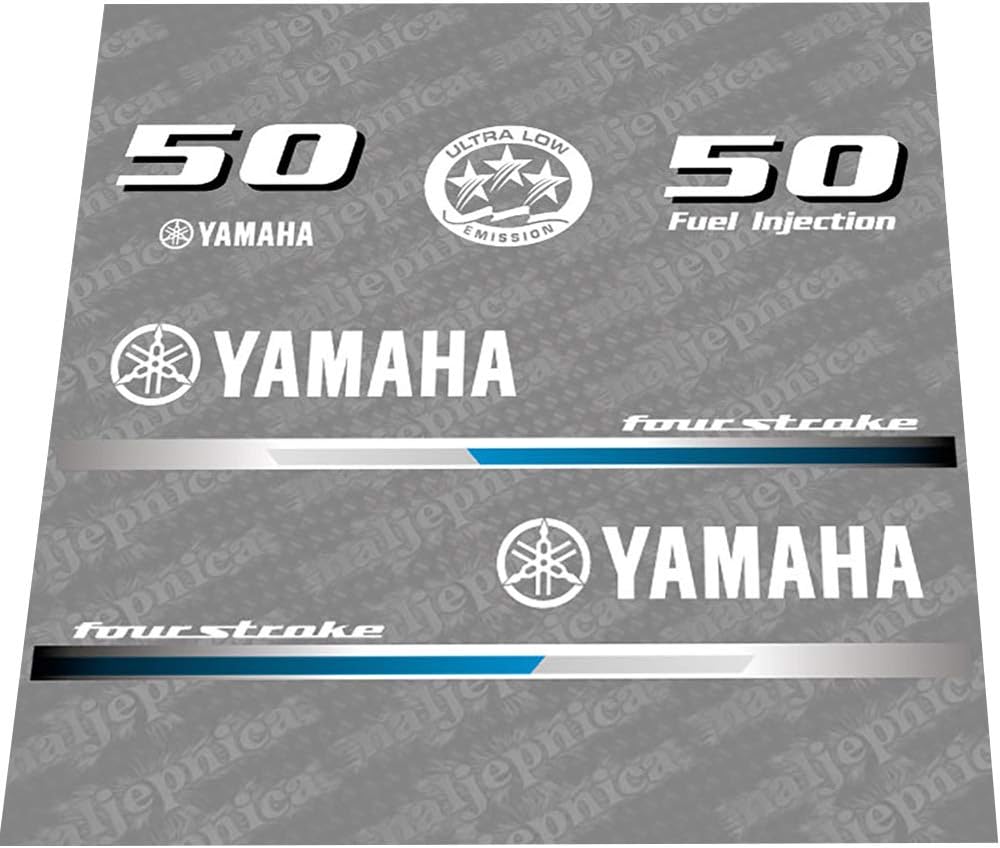 Yamaha Marine 50 HP Outboards Motor Top Cowl Cove Decal Sticker Kit