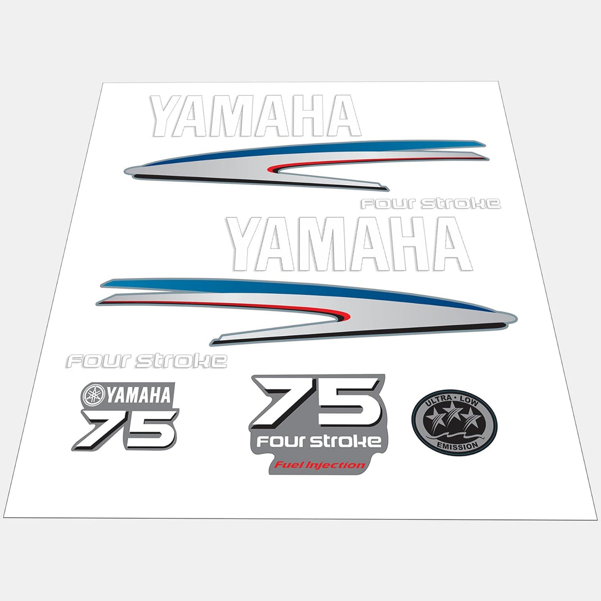 Yamaha Marine 75 HP Outboards Motor Top Cowl Cove Decal Sticker Kit