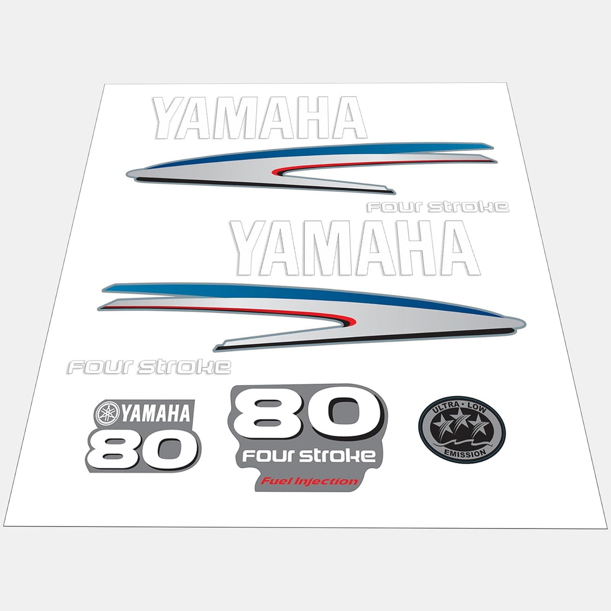 Yamaha Marine 80 HP Outboards Motor Top Cowl Cove Decal Sticker Kit