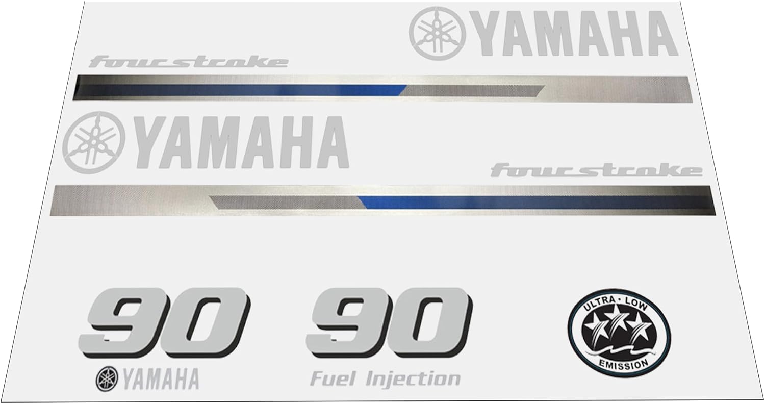 Yamaha Marine 90 HP Outboards Motor Top Cowl Cove Decal Sticker Kit