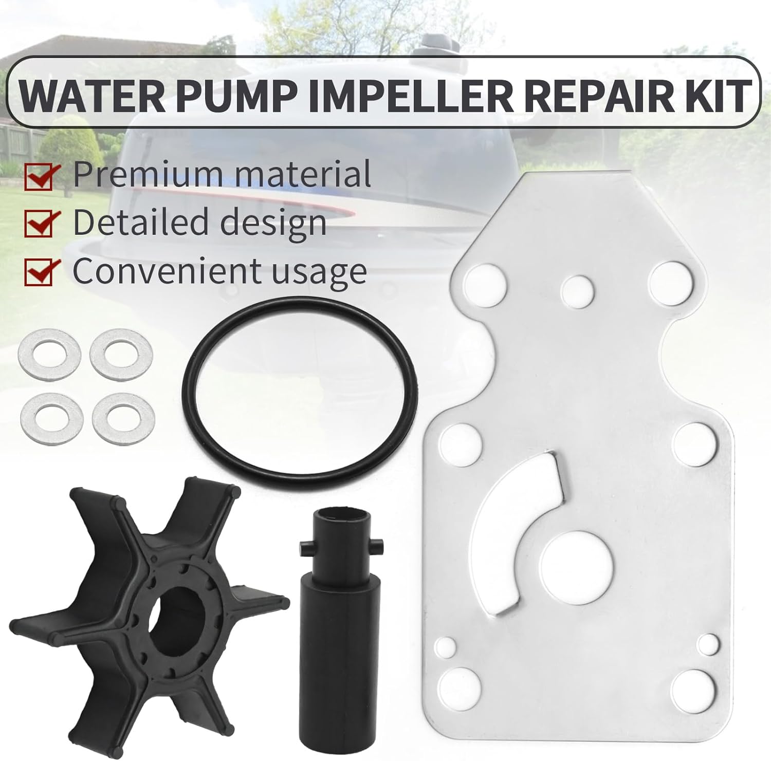 Soxa Marine 69G-W0078-01, 69G-W0078-00 Water Pump Impeller Service Kit for Yamaha Outboards 4 Stroke 8 9.9 HP Boat Motor Engine 69G-W0078-02, 69G-W0078-03