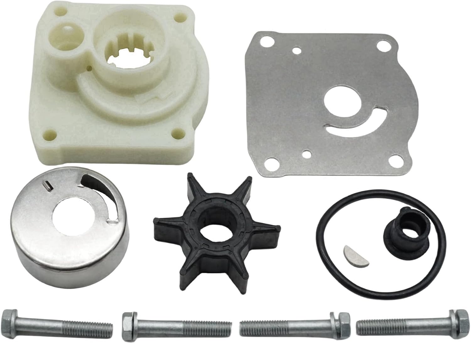 Soxa Marine 61N-W0078-11 61N-W0078-10 Water Pump Impeller Service Kit for Yamaha Outboards 4 Stroke 25HP F25 A/B 2 Stroke 30 HP C30 Boat Motor Engine 69P-W0078-00, 69P-W0078-01, 69P-W0078-02