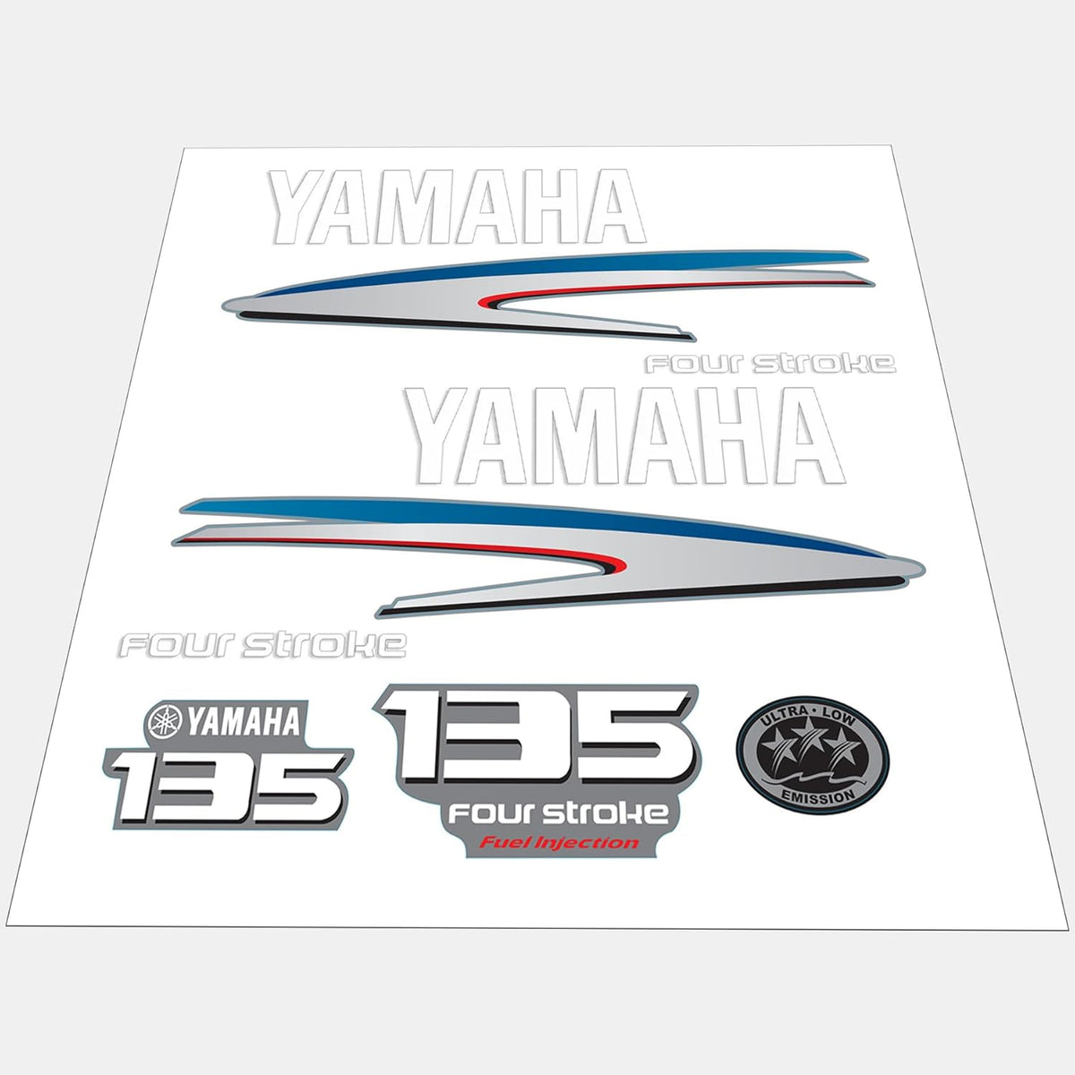 Yamaha Marine 135 HP Outboards Motor Top Cowl Cove Decal Sticker Kit