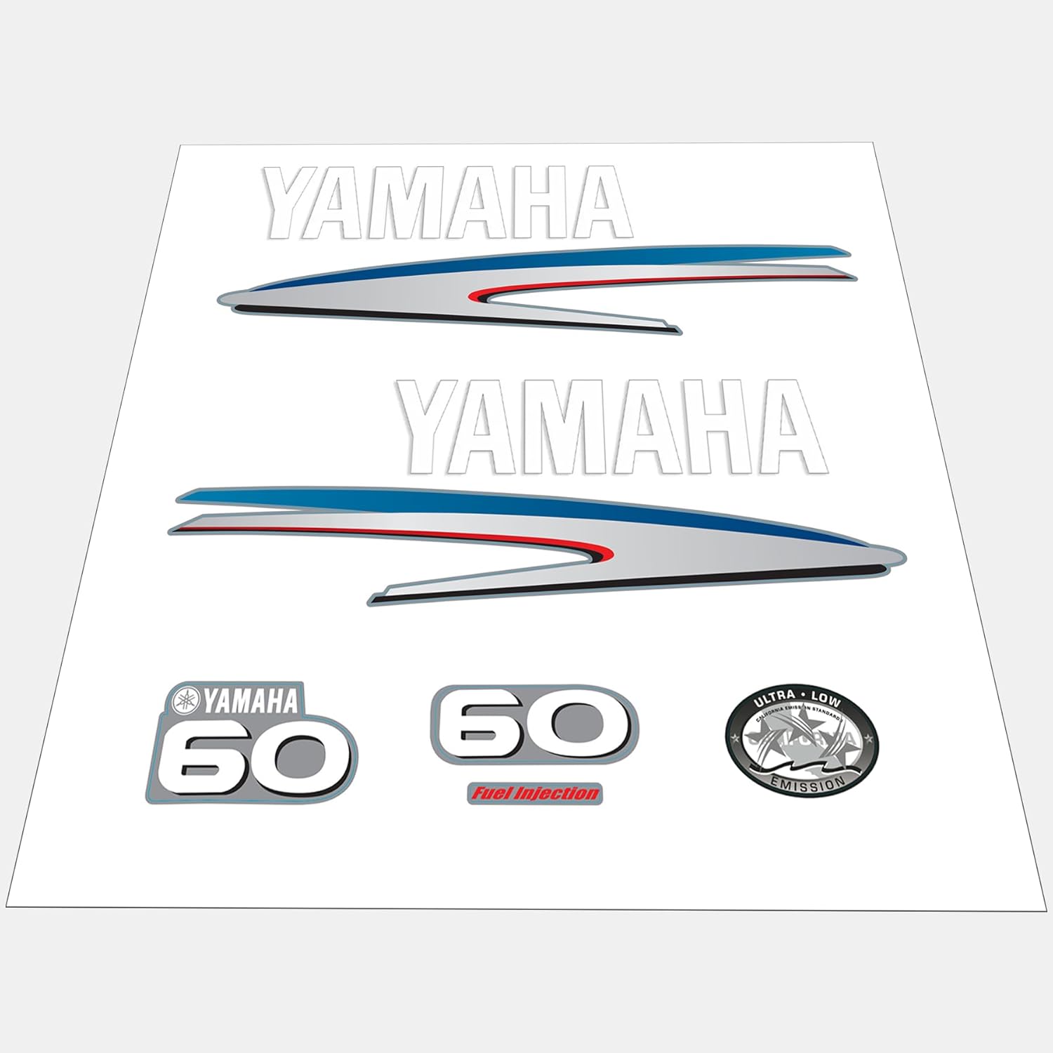 Yamaha Marine 60 HP Outboards Motor Top Cowl Cove Decal Sticker Kit