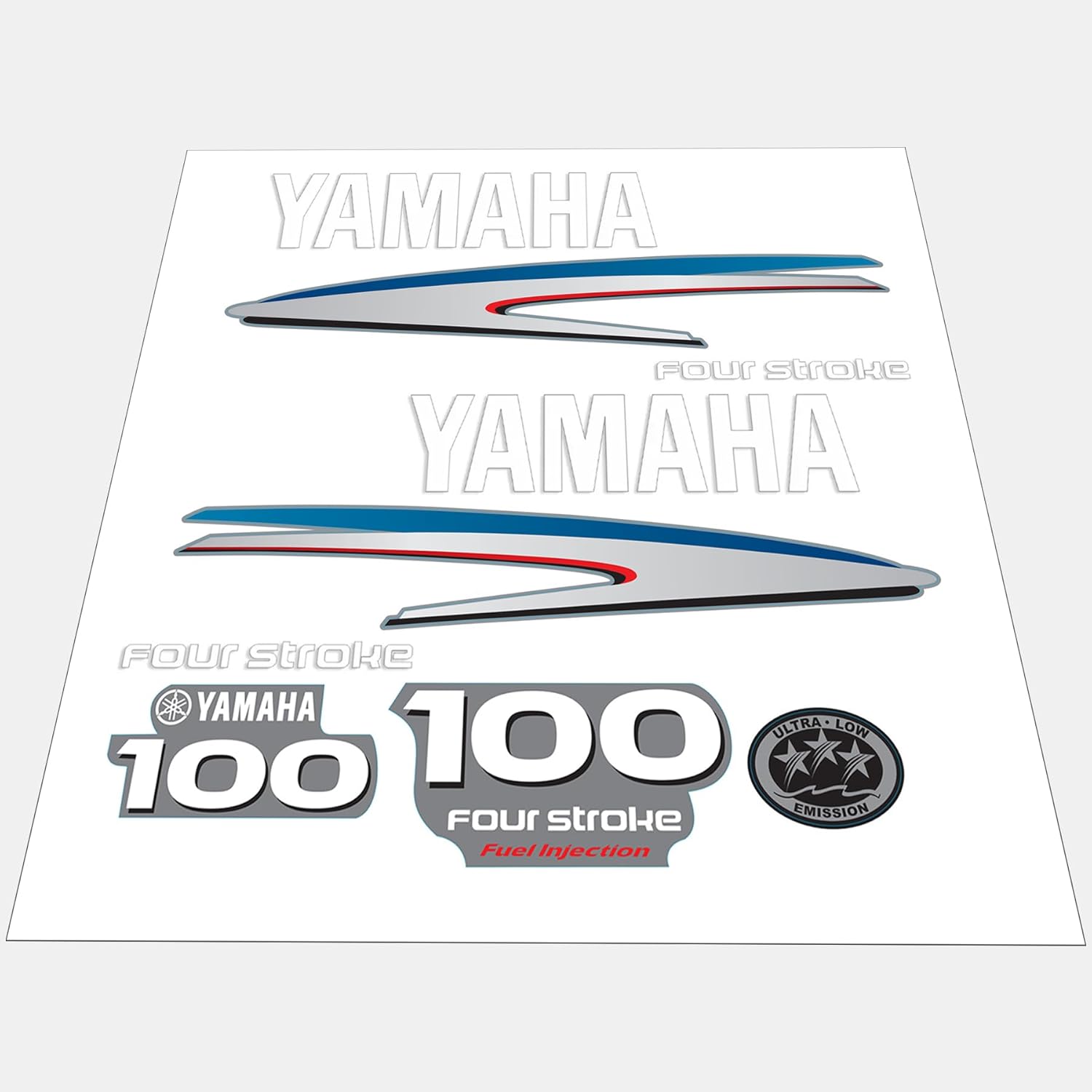 Yamaha Marine 100 HP Outboards Motor Top Cowl Cove Decal Sticker Kit