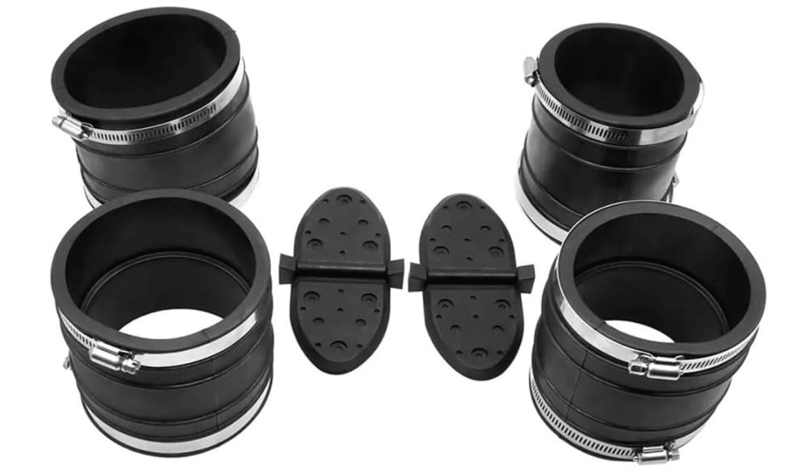 Boat Manifold Exhaust Bellow Replacement Kit for MerCruiser Stern Drives and Inboard Engines 4 Inch Center Mounted Riser to 4 Inch Elbow with Water Shutters - SOXA Marine