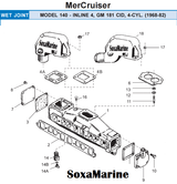 Boat Manifold Exhaust Repair Kit for Mercury Quicksilver MerCruiser 140 Inline GM 181 Wet Joint Stern Drives Marine Engines - SOXA Marine