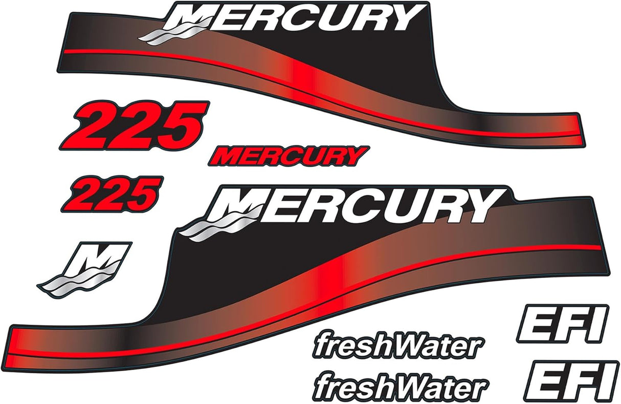 Mercury 225 HP Outboards Motor Top Cowl Cove Decal Set 824105A02, 855405A03, 824105A00, 855405A00 - SOXA Marine