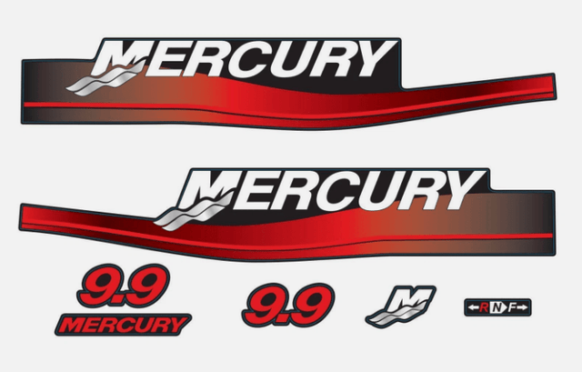 Mercury 9.9 Hp 2 - Stroke Outboards Motor Top Cowl Cove Decal Set 12836A00, 37 - 12836A96, 37 - 12836A94 - SOXA Marine
