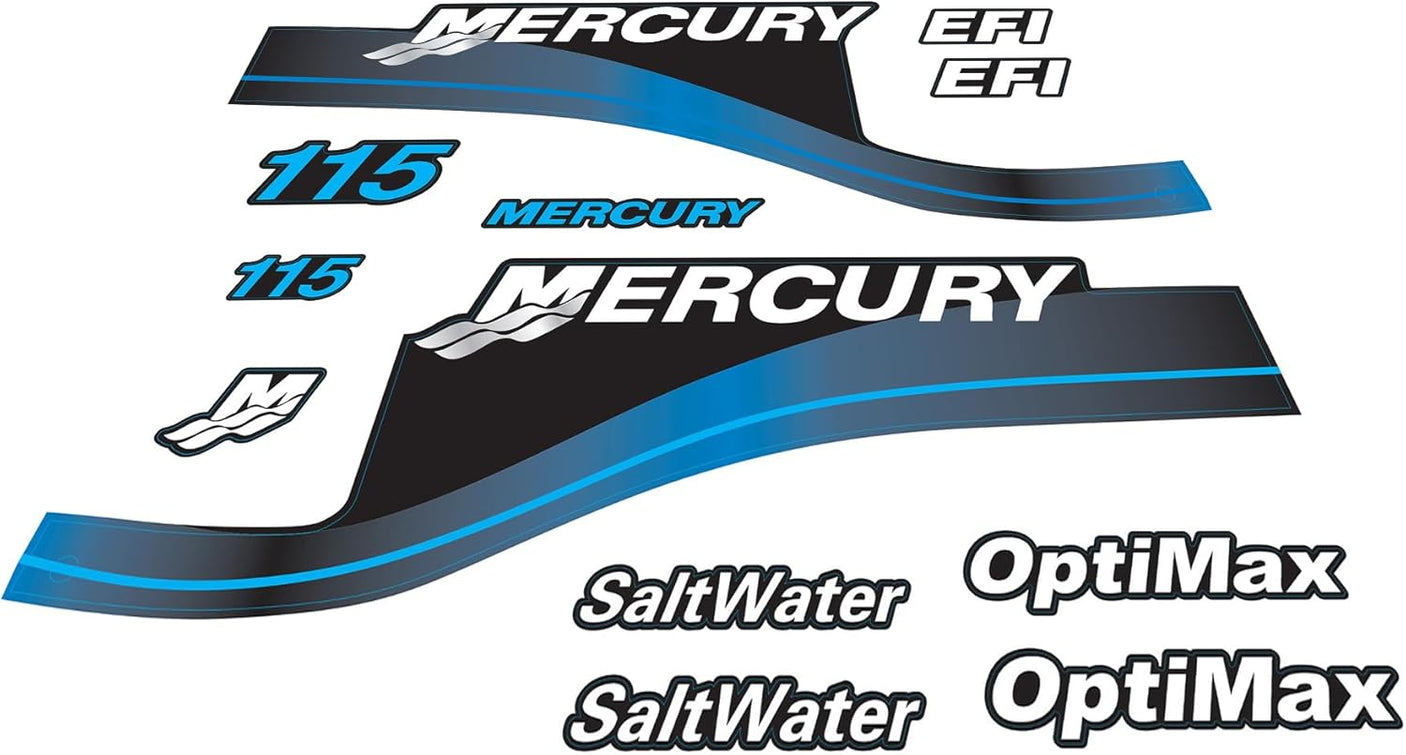 Mercury Marine 115 HP Outboards Motor Top Cowl Cove Decal Sticker Set 881649A01, 881649A05, 891814A04, 881840A05, 37 - 881649A01, 823407A00, 803165A00, 804685A00 - SOXA Marine