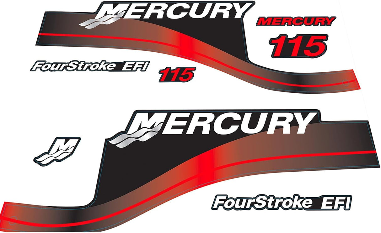 Mercury Marine 115 HP Outboards Motor Top Cowl Cove Decal Sticker Set 881649A01, 881649A05, 891814A04, 881840A05, 37 - 881649A01, 823407A00, 803165A00, 804685A00 - SOXA Marine