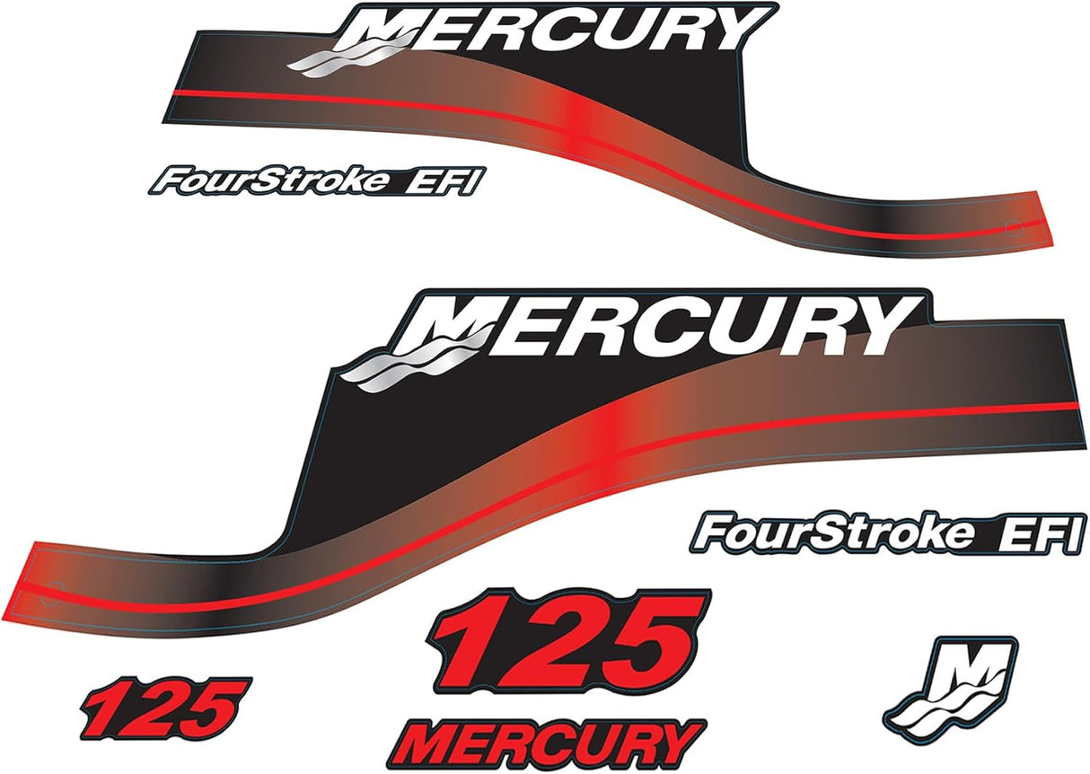 Mercury Marine 125 HP Outboards Motor Top Cowl Cove Decal Sticker Set 803166A00, 823410A00 - SOXA Marine