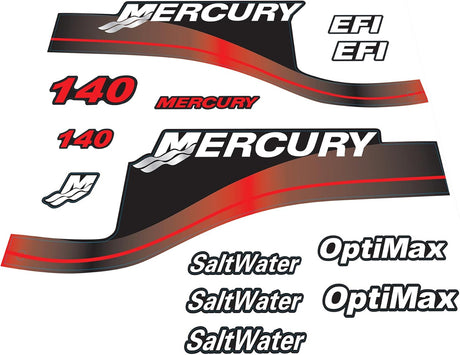 Mercury Marine 140HP Outboards Motor Top Cowl Cove Decal Sticker Set 826333A00, 879760A03 - SOXA Marine