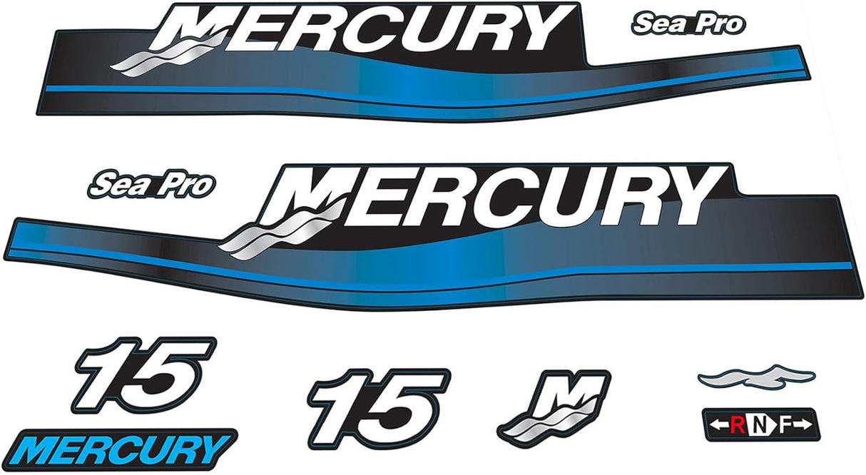 Mercury Marine 15 HP Outboards Motor Top Cowl Cove Decal Sticker Set 826305A01 13478A00, 802739A00, 37 - 859267 - 5 - SOXA Marine