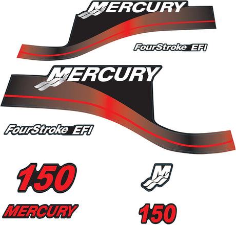 Mercury Marine 150 HP Outboards Motor Top Cowl Cove Decal Sticker Set 854294A00, 808553A00, 808552A00 - SOXA Marine