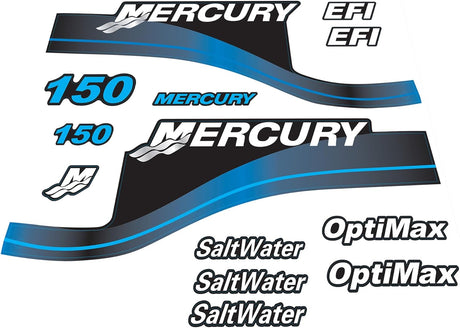 Mercury Marine 150 HP Outboards Motor Top Cowl Cove Decal Sticker Set 854294A00, 808553A00, 808552A00 - SOXA Marine