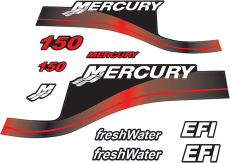 Mercury Marine 150 HP Outboards Motor Top Cowl Cove Decal Sticker Set 854294A00, 808553A00, 808552A00 - SOXA Marine