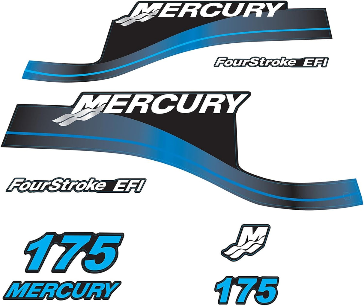 Mercury Marine 175 HP Outboards Motor Top Cowl Cove Decal Sticker Set 824911A00， 879756A04 - SOXA Marine