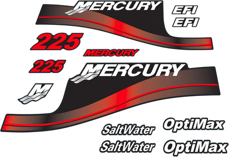 Mercury Marine 225 HP Outboards Motor Top Cowl Cove Decal Sticker Set 824105A00，855408A00，824105A02 - SOXA Marine