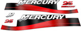 Mercury Marine 25 HP Outboards Motor Top Cowl Cove Decal Sticker Set 811304A00, 854693A00, 808499A00, 897508A02, 854693A05 - SOXA Marine